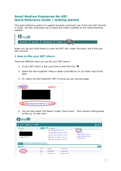 Small Medium Enterprise My GST Quick Reference Guide