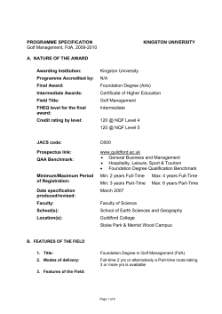 Golf Management - Programme Specifications