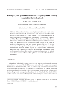 Scaling of peak ground acceleration and peak ground velocity