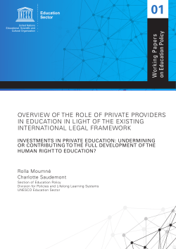 Overview of the role of private providers in education in light of the