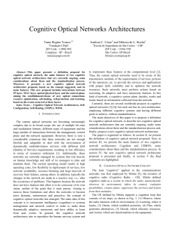 Cognitive Optical Networks Architectures