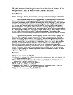 High Pressure Freezing/Freeze Substitution of Some Key Organisms