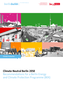 Climate-Neutral Berlin 2050 | Recommendations for a Berlin Energy