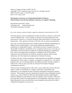 Topics-ICCM 2016 Introduction