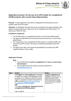 MPI Multi-use Unregistered ACVM Products Process