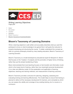Bloom`s Taxonomy of Learning Domains