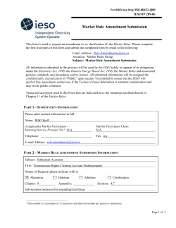Market Rule Amendment Submission