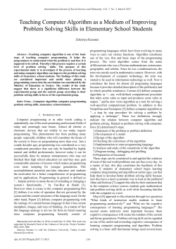 Teaching Computer Algorithm as a Medium of Improving Problem