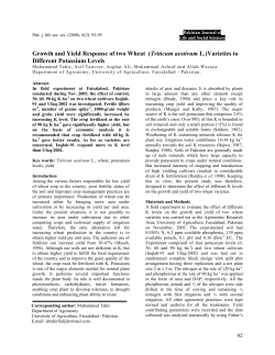 Growth and Yield Response of two Wheat (Triticum aestivum L