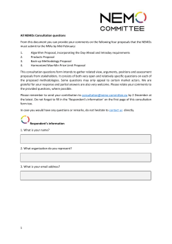 All NEMOs Consultation questions From this document you can