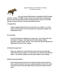 Jaguar Academy (JA) Products of Learning 3rd Quarter Choices You