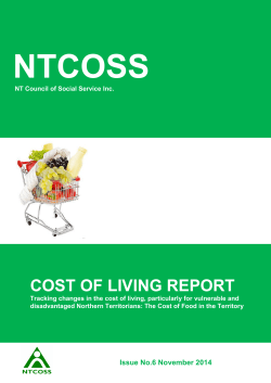 NTCOSS Cost of Living Report No.6 2014 &ndash; Food
