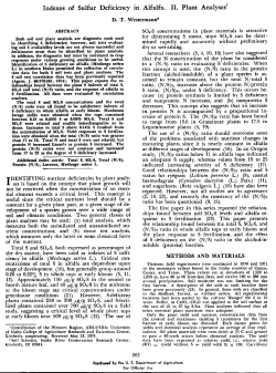 Indexes of Sulfur Deficiency in Alfalfa. II. Plant