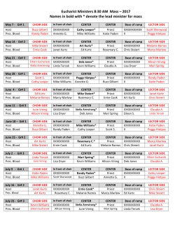 Eucharist Ministers 8:30 AM Mass &ndash; 2017 Names in bold with