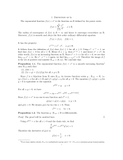 1. Definition of ln The exponential function f(x) = e x is the function
