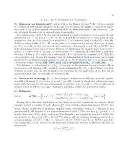 9. Lecture 9: Intersection Homology 9.1. Digression on transversality