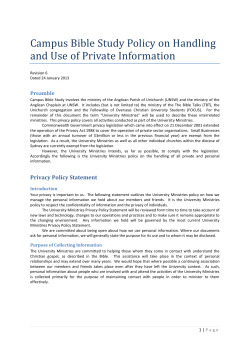 Campus Bible Study Policy on Handling and Use of Private