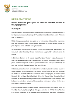 Minister Mokonyane gives update on water and sanitation