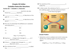Chapter 20 Outline Oxidation Reduction Reactions Section 20.1