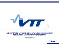 Risk informed approaches - VTT Virtual project pages