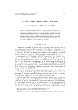 ON COFINITELY &delta;-SEMIPERFECT MODULES 1. Introduction