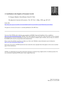 A Contribution to the Empirics of Economic Growth N. Gregory Mankiw