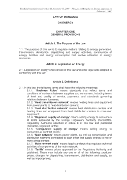 LAW OF MONGOLIA ON ENERGY CHAPTER