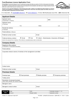 Food Business Licence Application Form