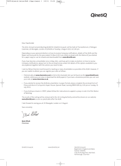 Chairman`s Letter Notice of Annual General Meeting and