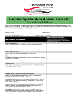 Condition Specific Medical Advice Form: Diabetes
