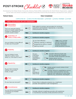 Post-Stroke Checklist - Canadian Stroke Best Practice