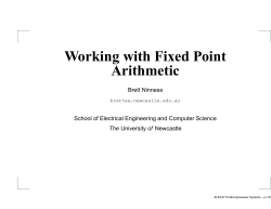 Working with Fixed Point Arithmetic