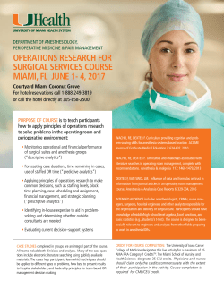 operations research for surgical services course miami, fl june 1