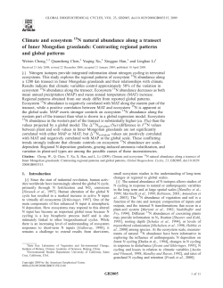 Climate and ecosystem N natural abundance along a transect of