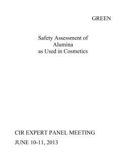 GREEN Safety Assessment of Alumina as Used in Cosmetics CIR