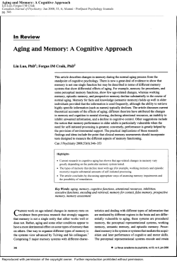 Aging and Memory: A Cognitive Approach