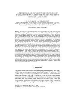 A THEORETICAL AND EXPERIMENTAL INVESTIGATION OF