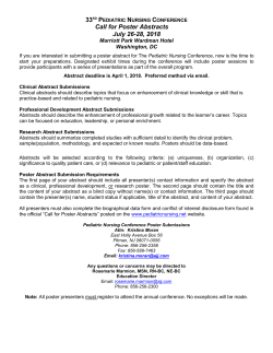 Call for Poster Abstracts - Pediatric Nursing Journal