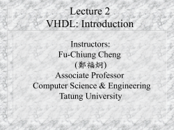 Lecture 1 VHDL: Introduction