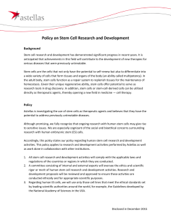 Policy on Stem Cell Research and Development