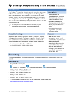 Building a Table of Ratios - TI Education