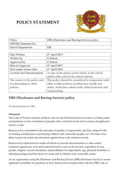 DBS (Disclosure and Barring Service) policy