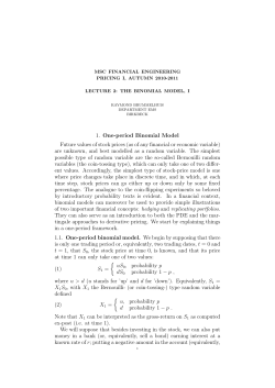 1. One-period Binomial Model Future values of stock prices (as of