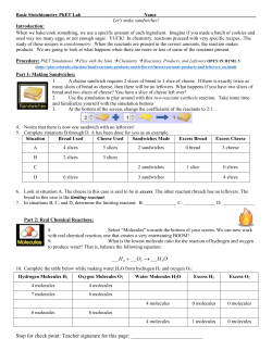 Basic Stoichiometry PhET Lab 2015