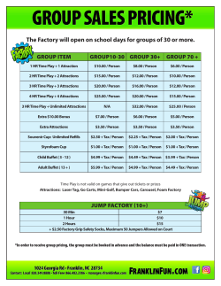 The Factory will open on school days for groups of 30 or more.
