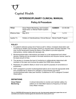 CDHA CC 65-038 Close Patient Monitoring and Constant
