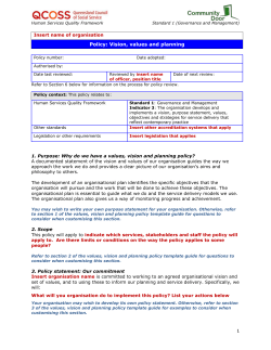1.5 Vision, values and planning policy template