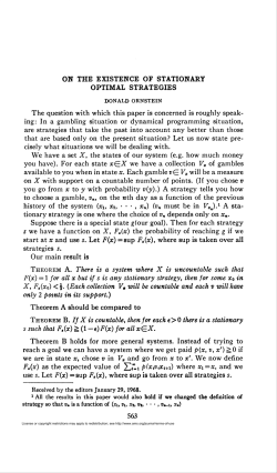 ON THE EXISTENCE OF STATIONARY OPTIMAL STRATEGIES 563