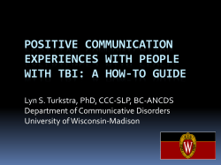 Positive Communication Experiences with People with TBI