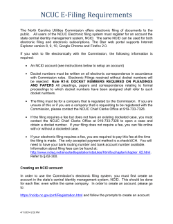 NCUC E-Filing Requirements - North Carolina Utilities Commission